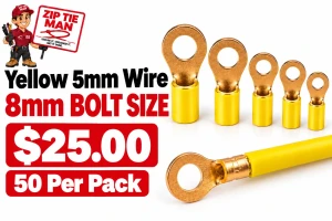 Yellow 5mm Wire  8mm Bolt Size